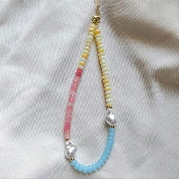 Multicolor Beaded Necklace with Pearls A1344 - Picture 1 of 5